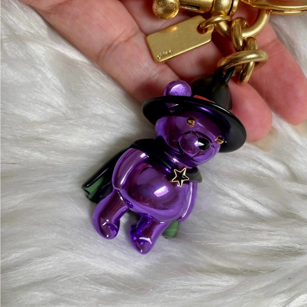NWT Coach Halloween Witch Bear Charm In Purple with packaging - Picture 8 of 11
